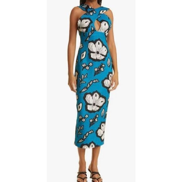 Kimberly Goldson Chrissi Criss Cross Midi Dress NWT Size 8 - Picture 1 of 13